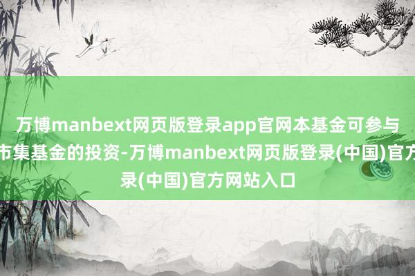 万博manbext网页版登录app官网本基金可参与其他货币市集基金的投资-万博manbext网页版登录(中国)官方网站入口